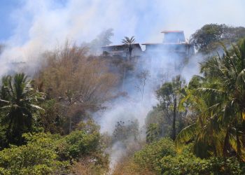 JAPARATINGA- Incêndio em vegetação atinge pousada no alto do cruzeiro