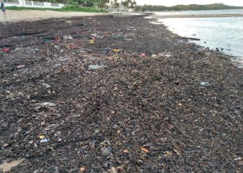 MARAGOGI — Após chuvas, praia de São Bento é tomada por lixo.